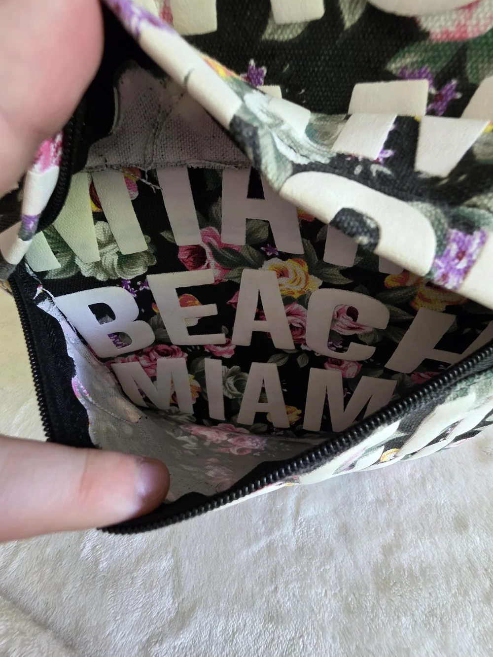 Miami Beach Floral Print Backpack - Black/Pink